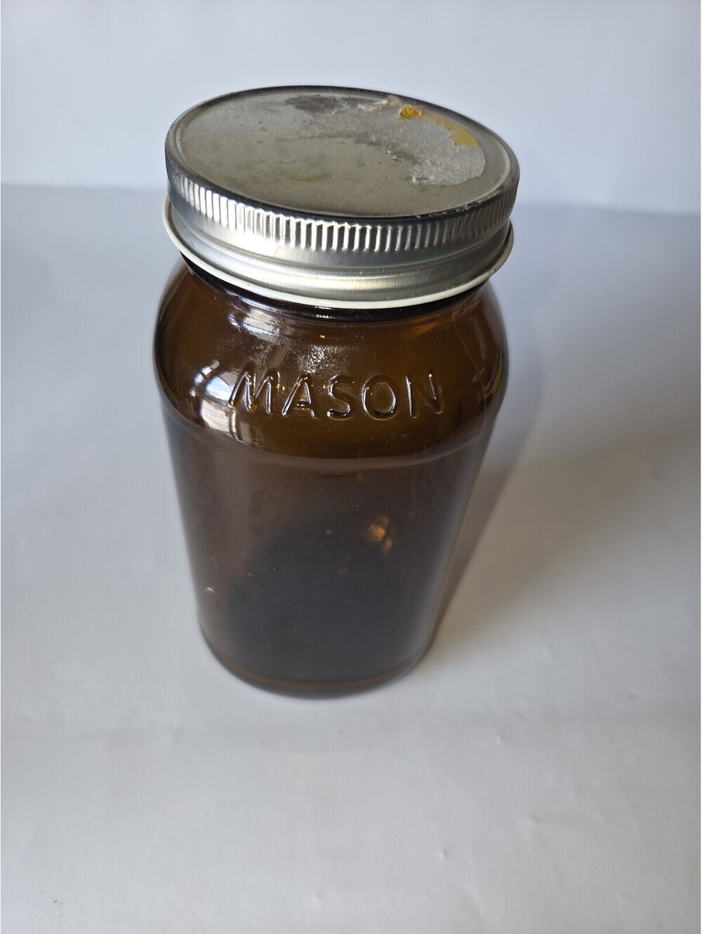 Mason Brand Brown Amber Glass 750mL Raised Lettering Storage Jars W/Lids SG3